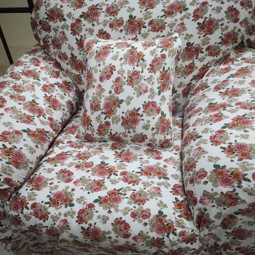 a couch with a flower pattern.
