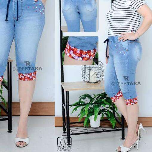 jeans with a floral pattern