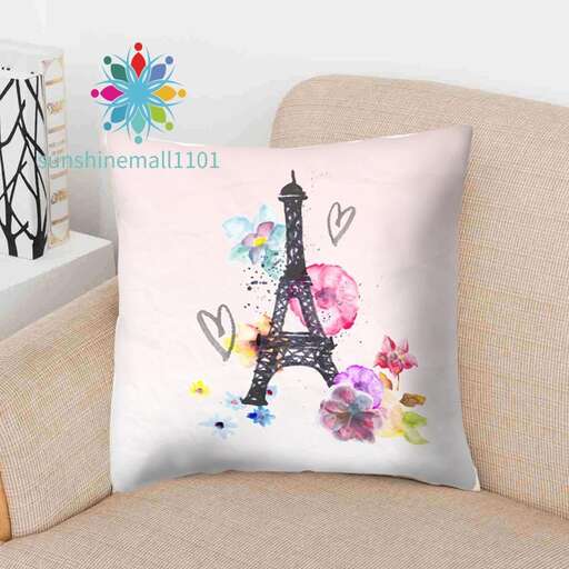 eiffel tower pillow in white