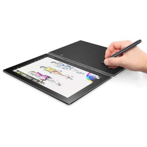 a tablet with a hand holding a pen