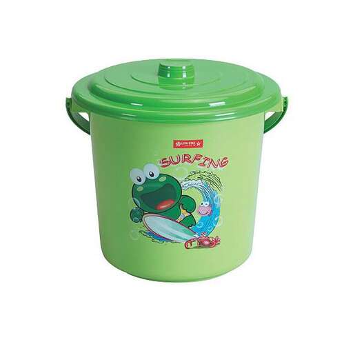 frog in a green bucket