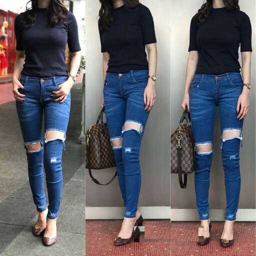 jeans with a black top