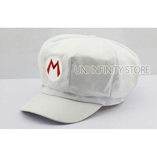 white baseball cap with a red m