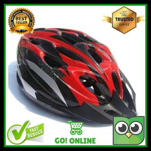 a helmet with a red and black design.