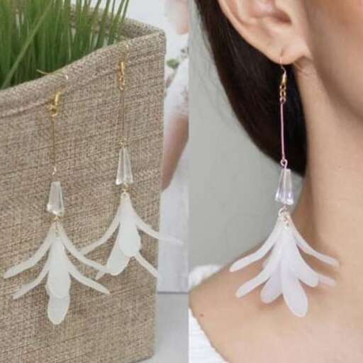 earrings in white with a tree
