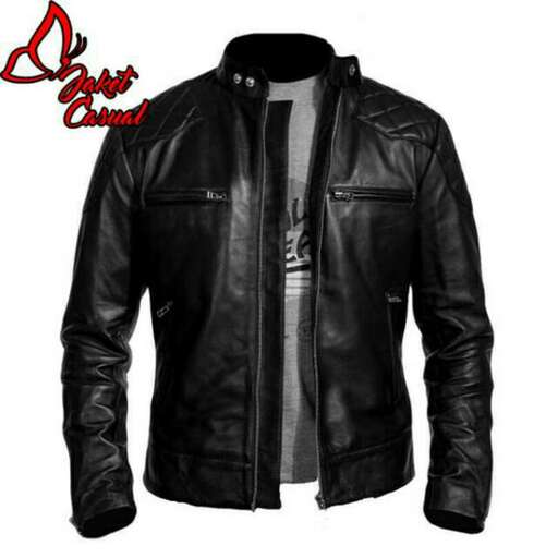 leather jacket in black and white