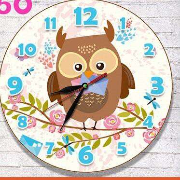 owl clock in pink flowers