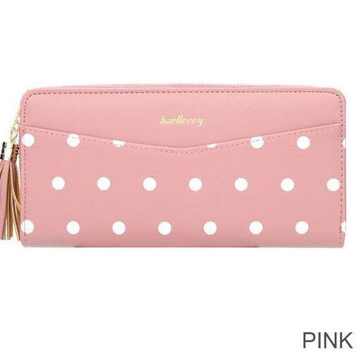 pink wallet with a zipper