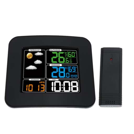 the clock is a digital display that is used to control the temperature of the day.