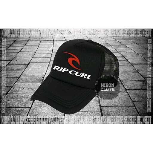 a black baseball cap with a red logo.