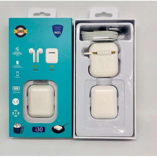 a box with a white headphones inside of it.