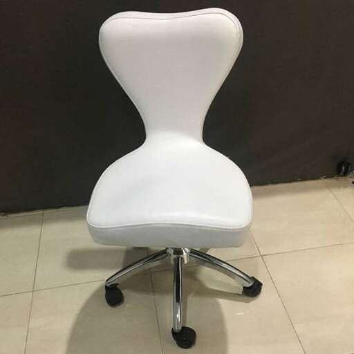 the chair in white with black trim