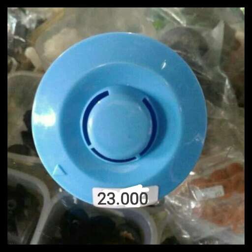 a blue bowl with a lid.