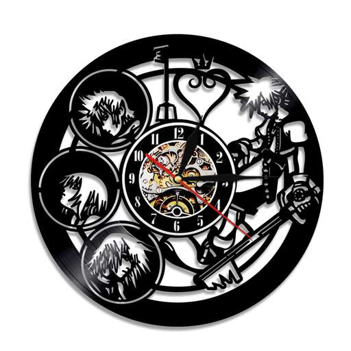 a clock with a picture of a person and other people.