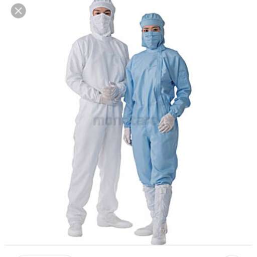 a couple dressed in surgical masks.