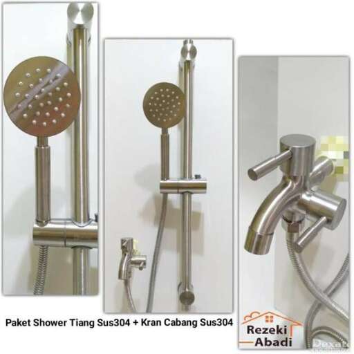 a bathroom with a shower and a shower head.