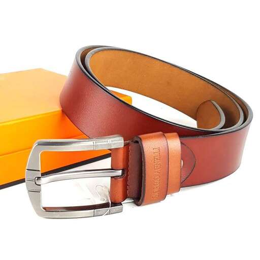 leather belt with a buckle