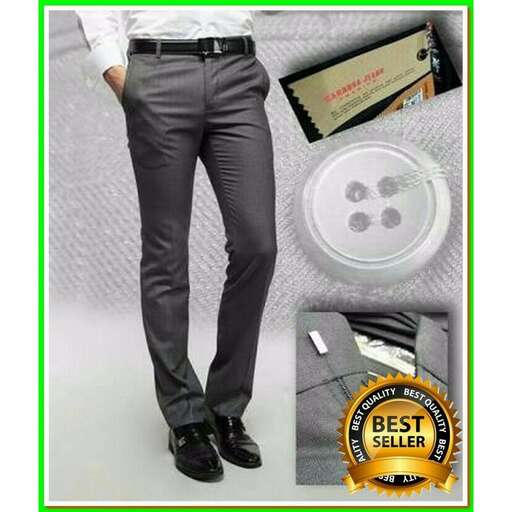 men's gray pants with a white shirt and black shoes