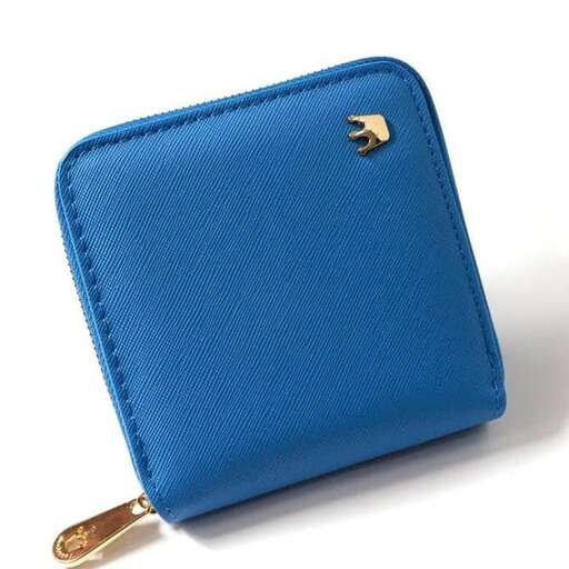 wallet in a blue leather case