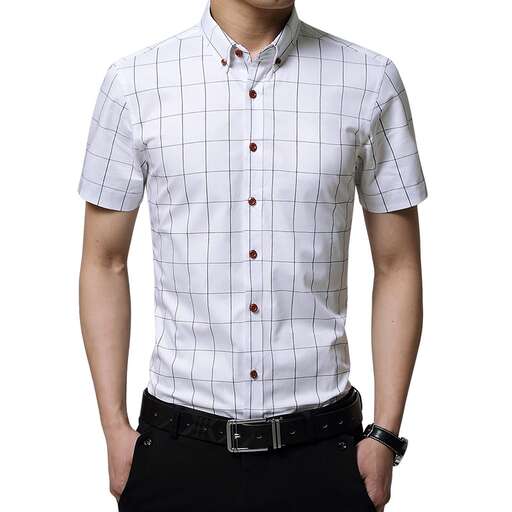 men's white shirt with a black belt
