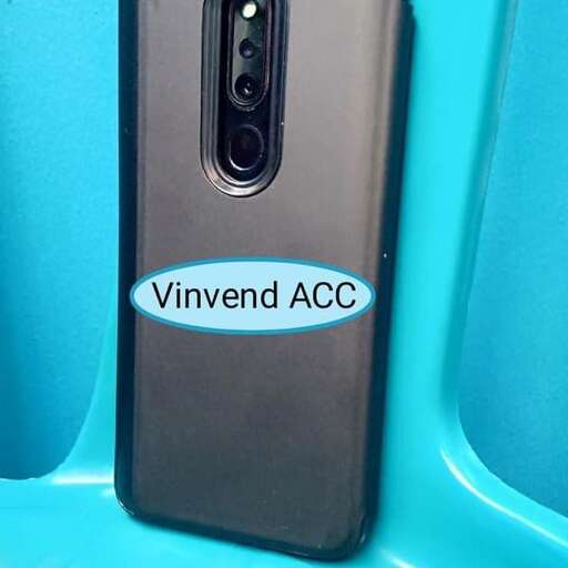 a black case with a blue sticker on it.