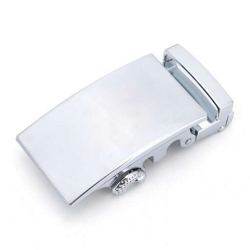a silver computer mouse holder with a white background.