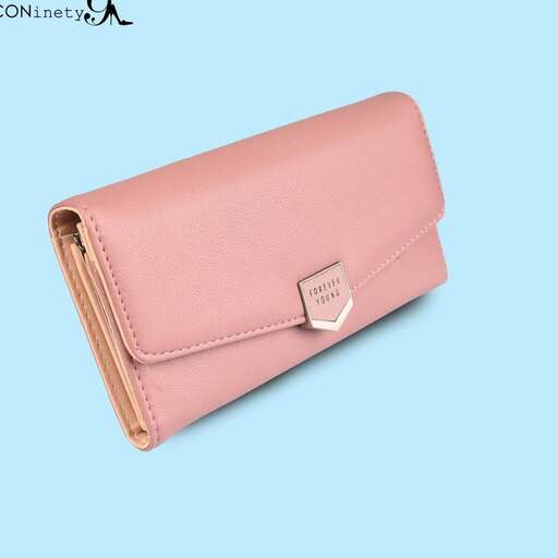 pink leather wallet in a soft leather case