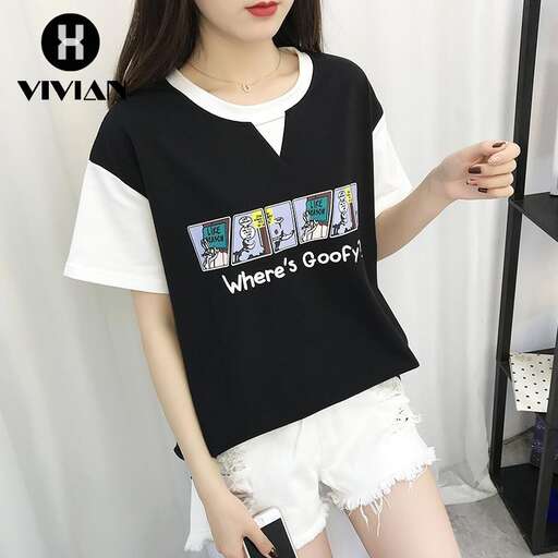 black t - shirt with a white skirt and a cute little girl in white shorts