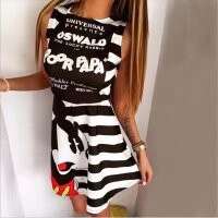black and white striped dress with a black and white print