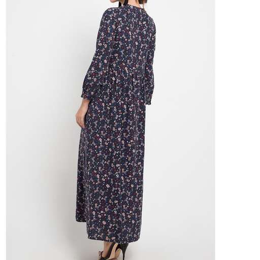 a long dress with a floral print
