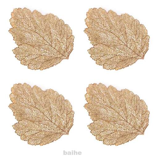 set of golden oak leaves isolated on a white background.