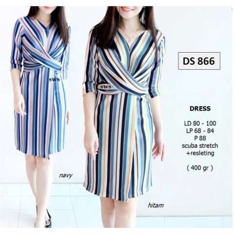 striped dress in blue and orange