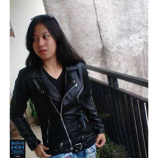 girl in black leather jacket