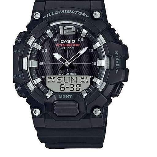 the watch is made of black leather.