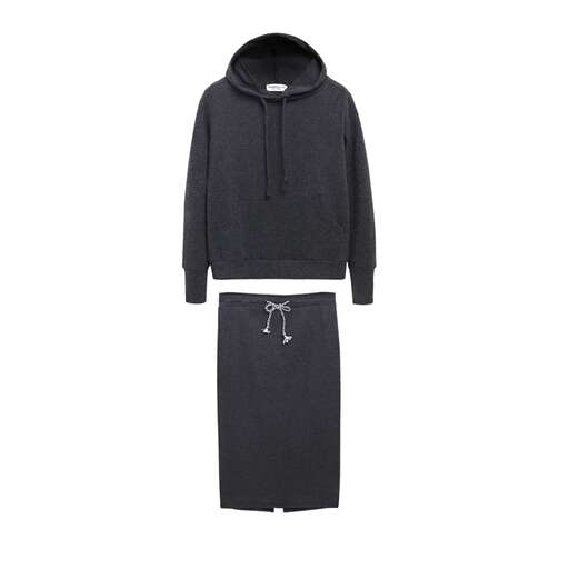 hooded long sleeved black dress with a hood