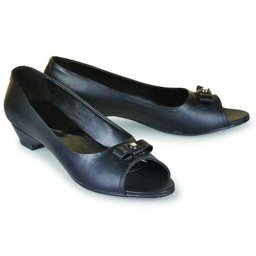 a pair of black shoes on a white background.