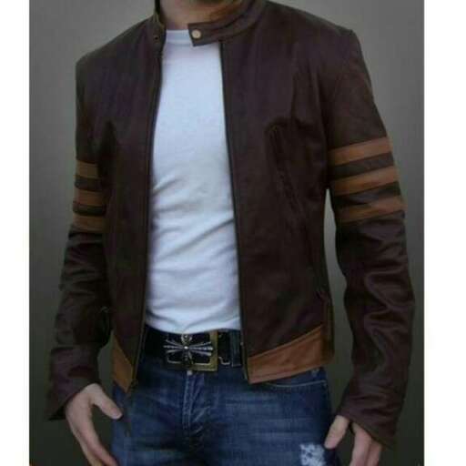 leather jacket with a striped shirt and jeans