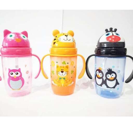 cute little owls in a colorful mugs.