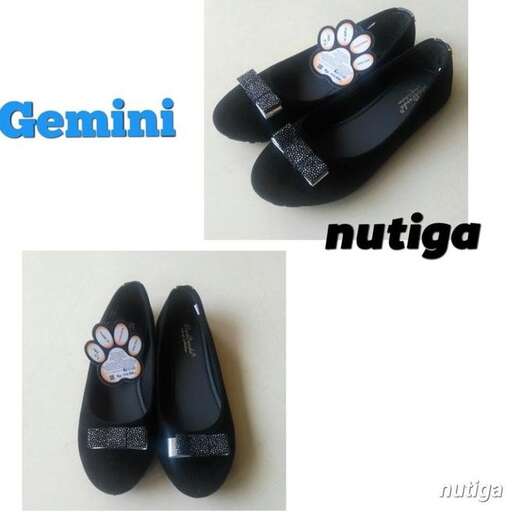 a dog's paw print is displayed in a shoe.