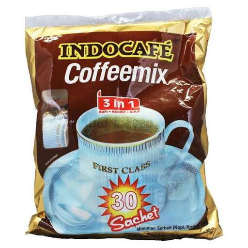 a bag of coffee on a white background.