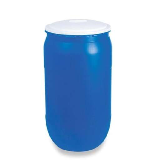 blue plastic container with lid and lid.