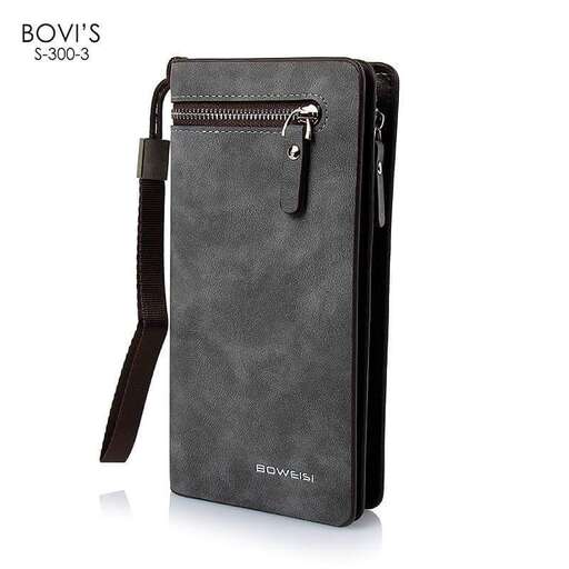 a leather case with a strap.