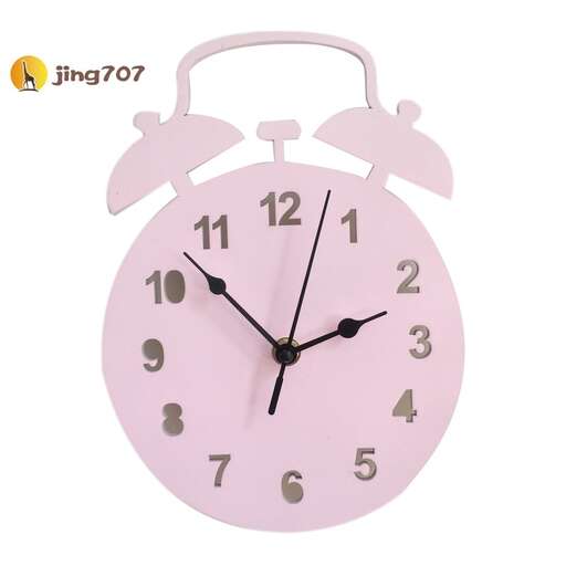 pink alarm clock with a white background