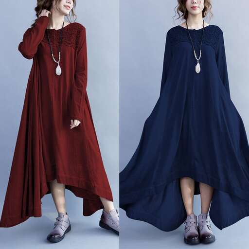 long dress with a long neckline