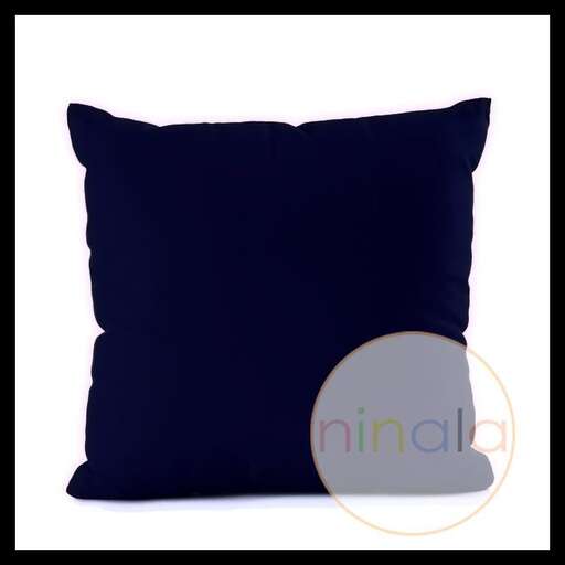 a black pillow with a white border.