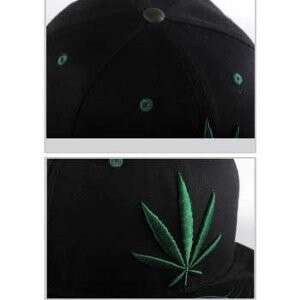 a hat with a marijuana leaf on it.