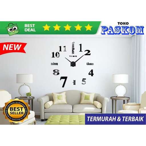a living room with a clock and a clock on the wall.