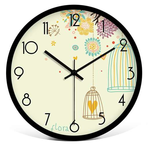 a clock with a bird cage on it