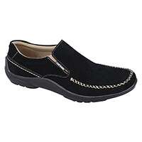 black slip - on shoe in a light brown