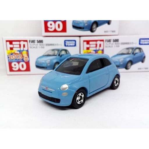 a toy car with a blue car on the front and a number of other cars on the side.